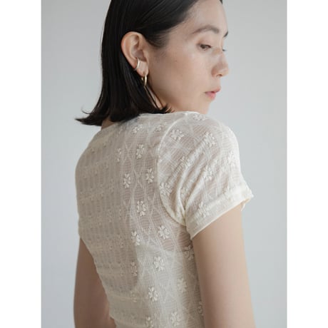 《予約販売》flower accent sheer tee/2colors_nt2318