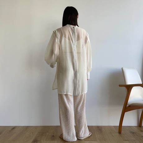 【nokcha original】2way volume sheer blouse/ivory_nb0049