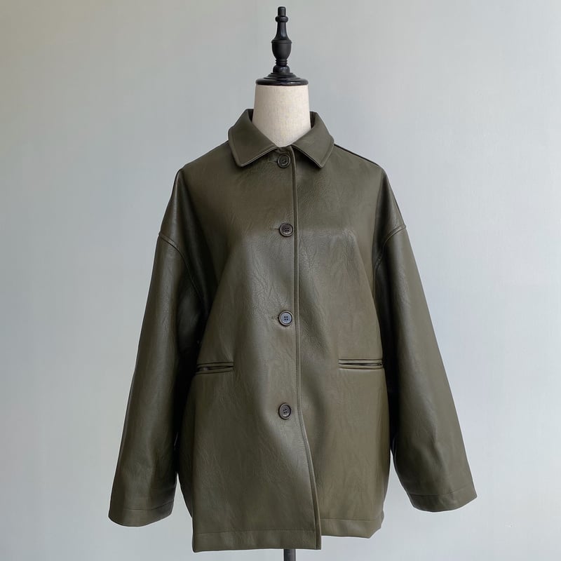 nokcha original】eco leather over jacket/deep k nokcha original】eco leather over jacket/deep k