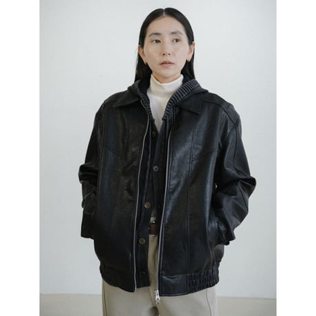 《予約販売》accent fake leather jacket(unisex)_no0503