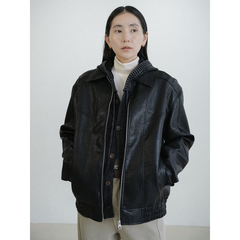 予約販売》accent fake leather jacket(unisex)_no0503