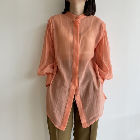 【nokcha original】2way volume sheer blouse/apricot orange_nb0046