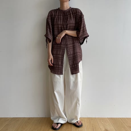【nokcha original】mulch jacquard blouse/brown_nb0155
