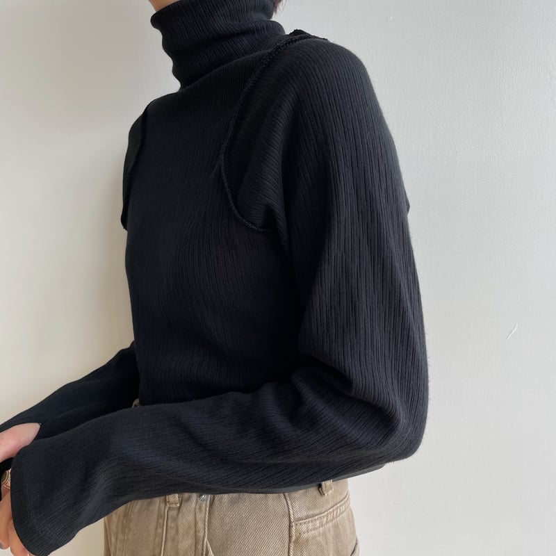 nokcha original】accent jacquard high neck tops