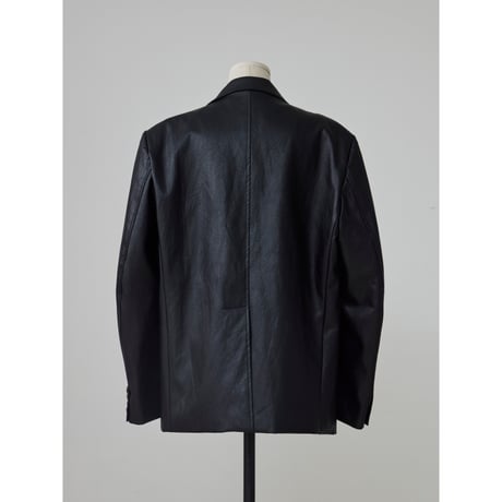 - AUTHENTIC series - double breasted fake leather jacket/black_an0057