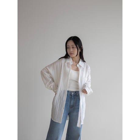 《予約販売》accent stripe sheer shirt/2colors_nb0238