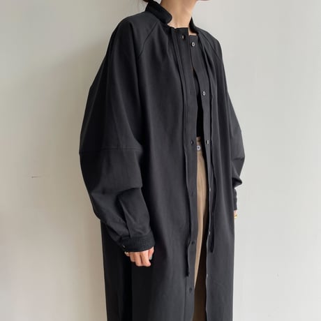 【nokcha original】accent jacquard long shirt/black_nb0081