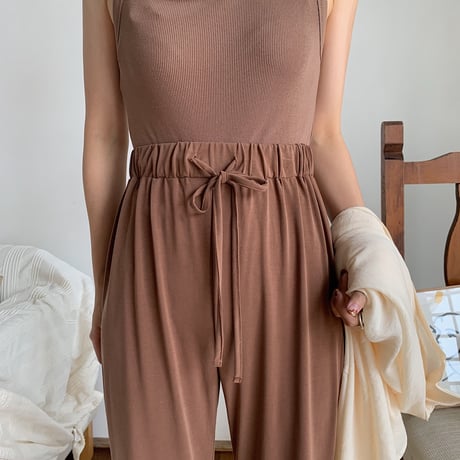 【nokcha original】material lady pants/brown_np0244