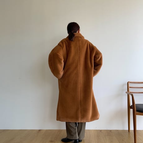【nokcha original】long fur coat/camel orange_no0239