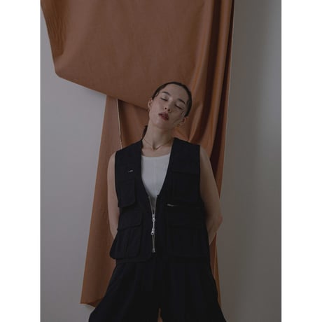 - AUTHENTIC series - mannish twill vest/black_an0008