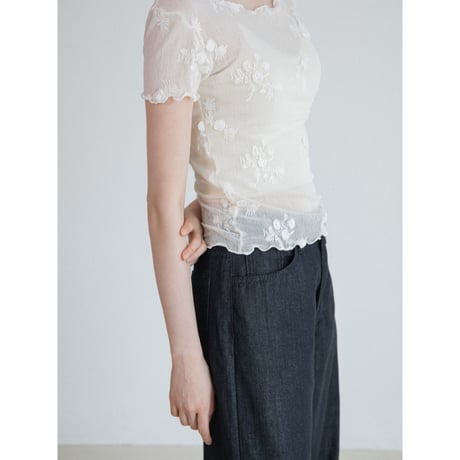 《予約販売》flower pattern sheer tops/2colors_nt2590
