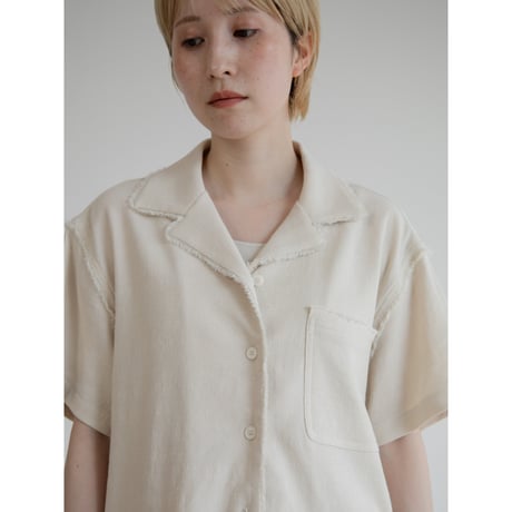 - AUTHENTIC series - vintage like linen shirt/ivory_an0038