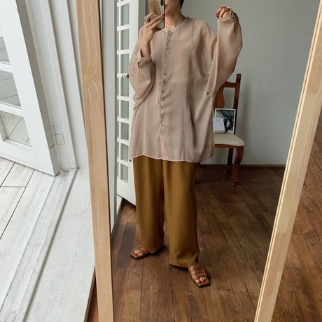 【nokcha original】sheer raglan over shirt/beige_nt0513