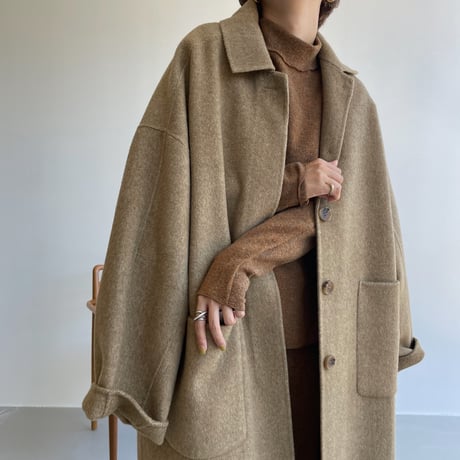 【nokcha original】HAND MADE herringbone over wool coat/beige_no0160