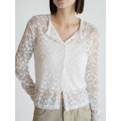 《予約販売》jacquard sheer no collar cardigan/2colors_nt2566