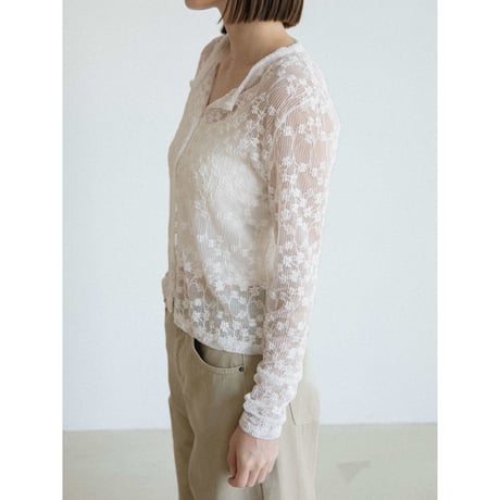 《予約販売》jacquard sheer no collar cardigan/2colors_nt2566