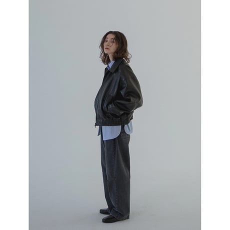 - AUTHENTIC series - throat latch fake leather jacket/black_an0018