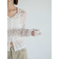《予約販売》jacquard sheer no collar cardigan/2colors_nt2566