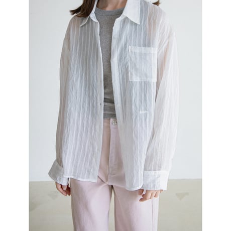 《予約販売》accent stripe mannish sheer shirt/2colors_nb0383