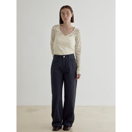 《予約販売》jacquard sheer neck accent tops/2colors_nt2544