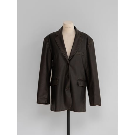 《予約販売》vintage like tailored eco leather jacket_no0369