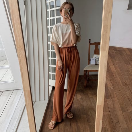 【nokcha original】material lady pants/ brick_np0243