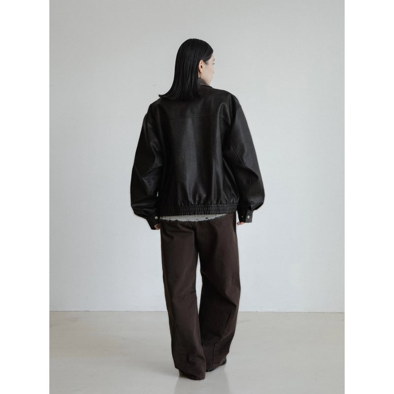 予約販売》vintage like fake leather jacket/2colors