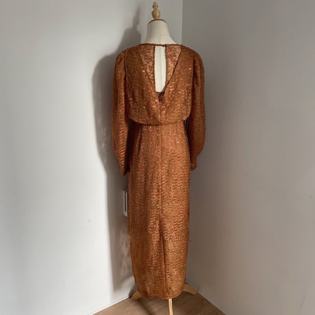 【nokcha original】jacquard sheer dress/camel_nd0092