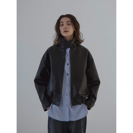- AUTHENTIC series - throat latch fake leather jacket/black_an0018