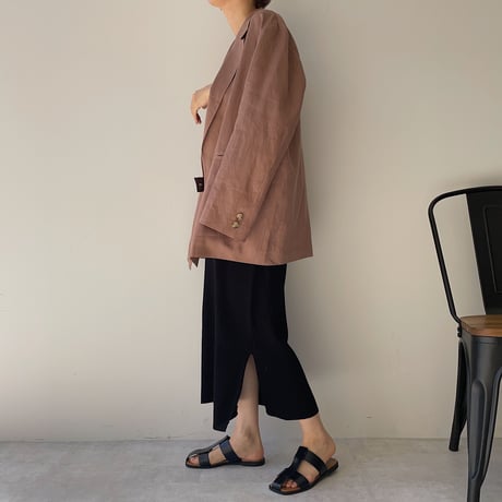 【nokcha original】linen tailored jacket/pink brown_no0159