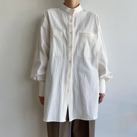 【nokcha original】jacquard round shirt/white_nb0090