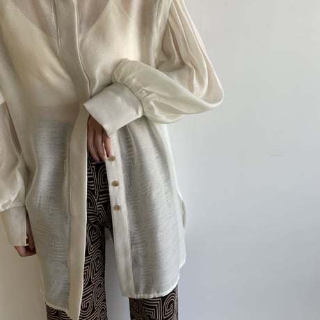 【nokcha original】2way volume sheer blouse/ivory_nb0049