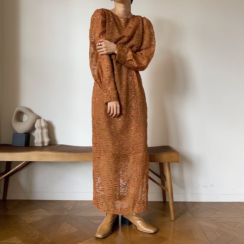 nokcha ジャガード シアー ドレス nokcha original】jacquard sheer dress/camel_nd0
