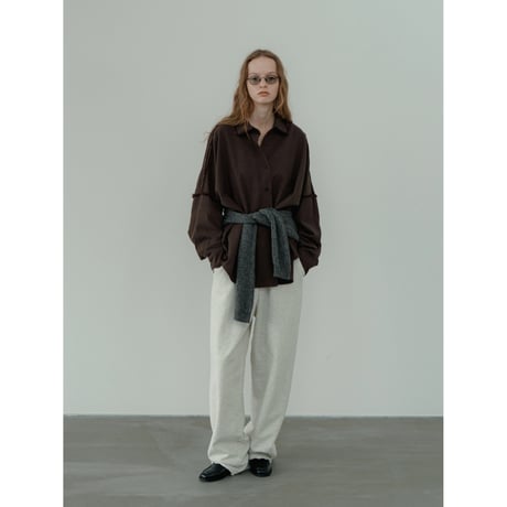 【 RESTOCK 】 - AUTHENTIC series - vintage like over washed shirt/ash brown_an0045