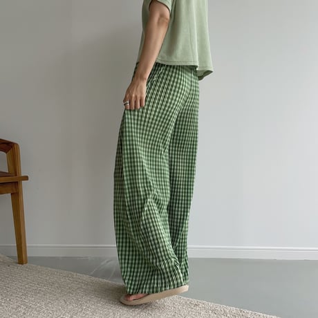 《予約販売》green check pants_np0430