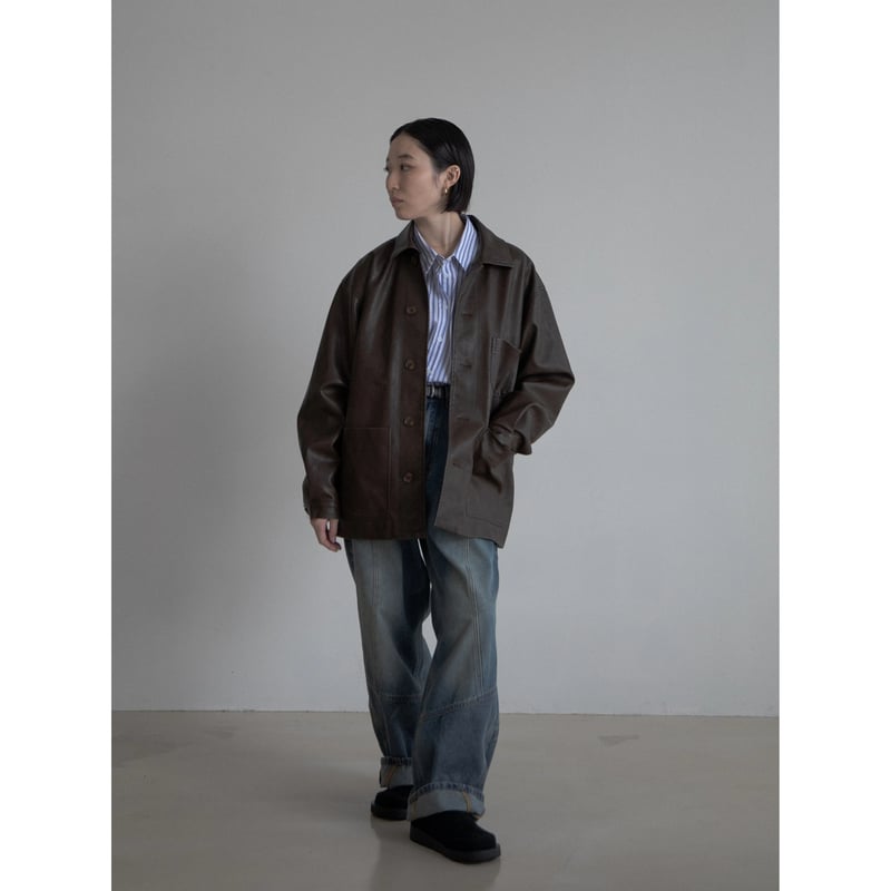 予約販売》mannish middle leather like jacket/2color 予約販売》mannish middle leather like jacket/2color
