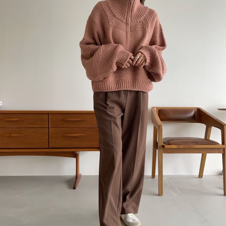 【nokcha original】zip up over knit/pink_nt1185