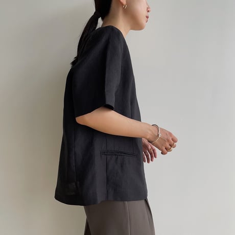 《予約販売》no collar linen jacket/2colors_no0302