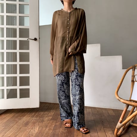【nokcha original】sheer raglan over shirt/brown_nt0514