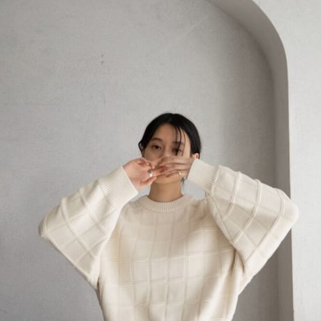 【nokcha original】block over knit/ivory_nt1264