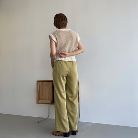【nokcha original】satin slit pants/yellow green_np0455