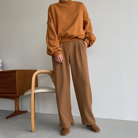 【nokcha original】 quality two tuck wide pants/natural brown_np0465