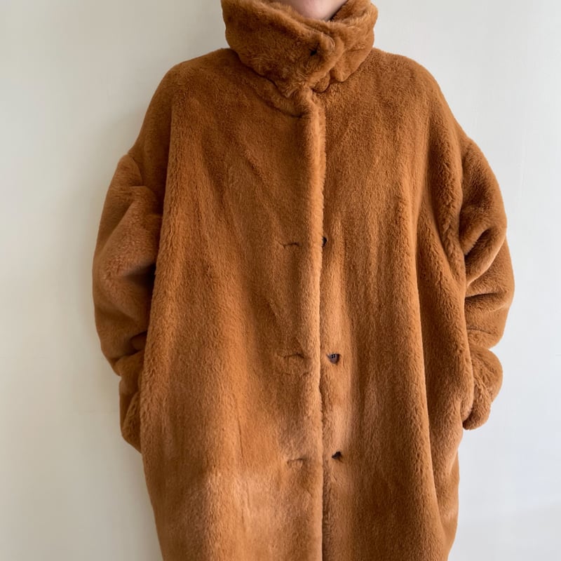 nokcha original】long fur coat/camel orange_no0