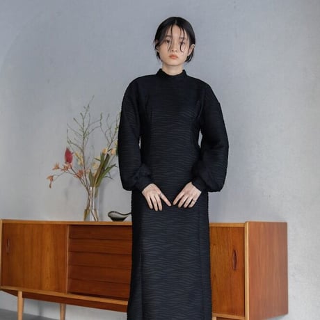 【nokcha original】volume long dress/black_nd0120