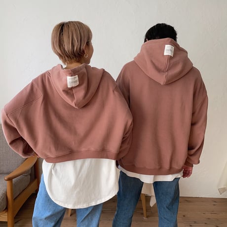 【nokcha original】unisex label hood pullover/dark pink_nt0736