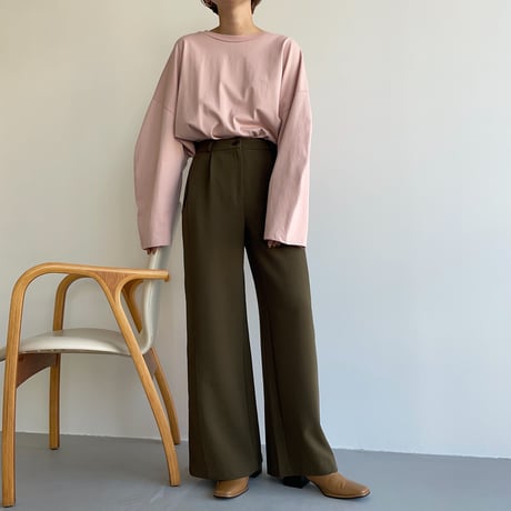 【nokcha original】back slit long pants/deep khaki_np0453