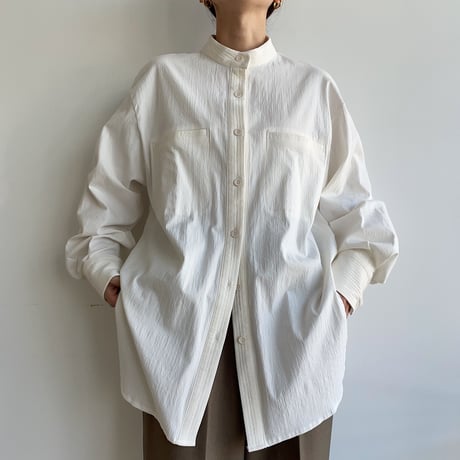 【nokcha original】jacquard round shirt/white_nb0090