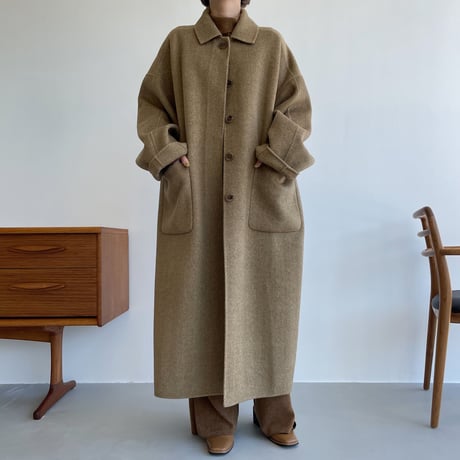 【nokcha original】HAND MADE herringbone over wool coat/beige_no0160
