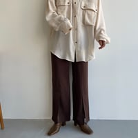 【nokcha original】satin slit pants/brown_np0456
