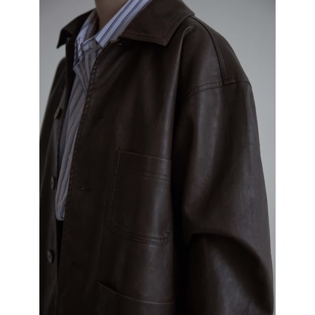 《予約販売》mannish middle leather like jacket/2colors(unisex)_no0397